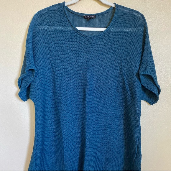 Eileen Fisher Knit Wool Short Sleeve Shirt - Picture 2 of 6